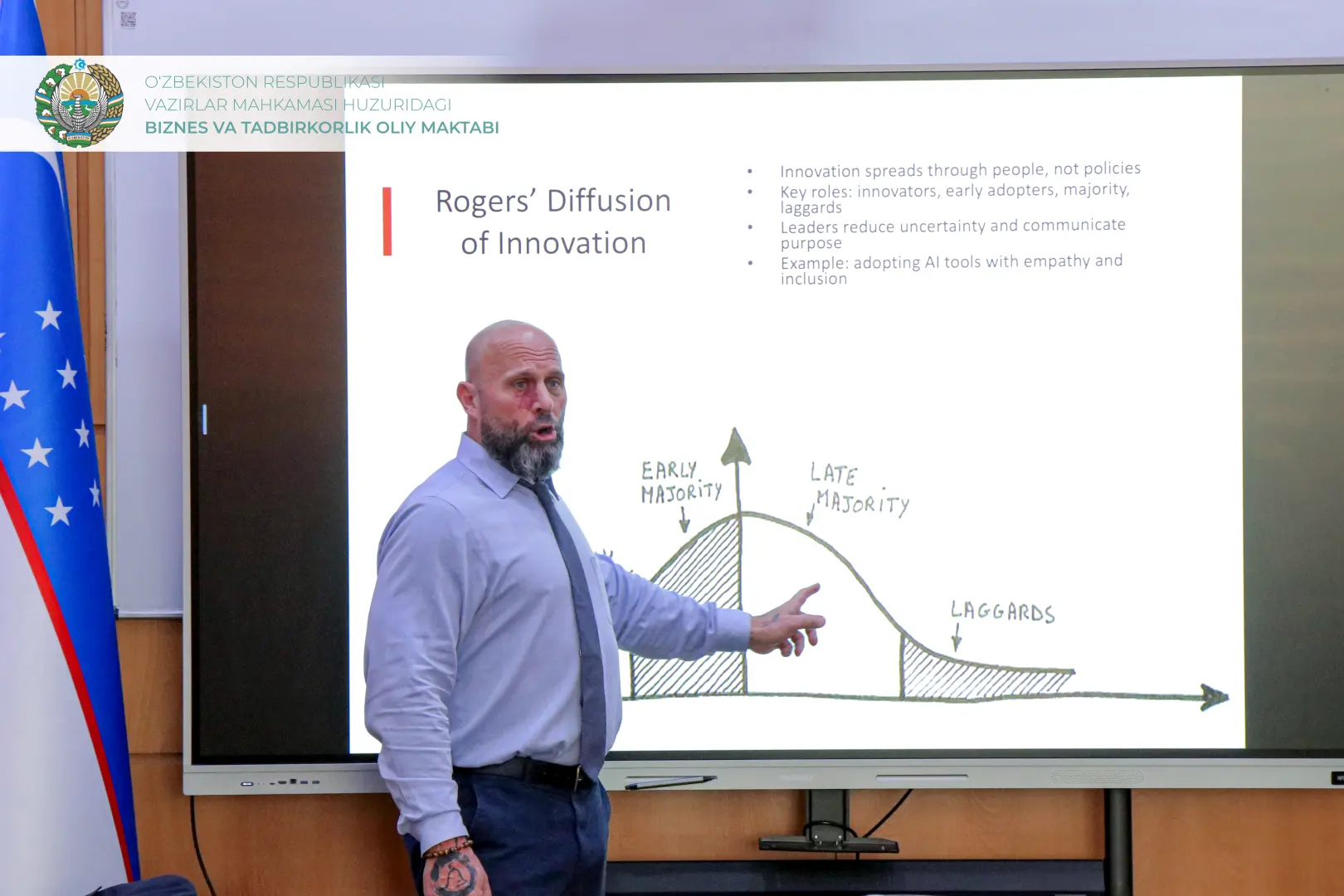 Biznes va tadbirkorlik oliy maktabida tashkiliy yetakchilikning insoniy omiliga bag‘ishlangan mahorat darsi o‘tkazildi